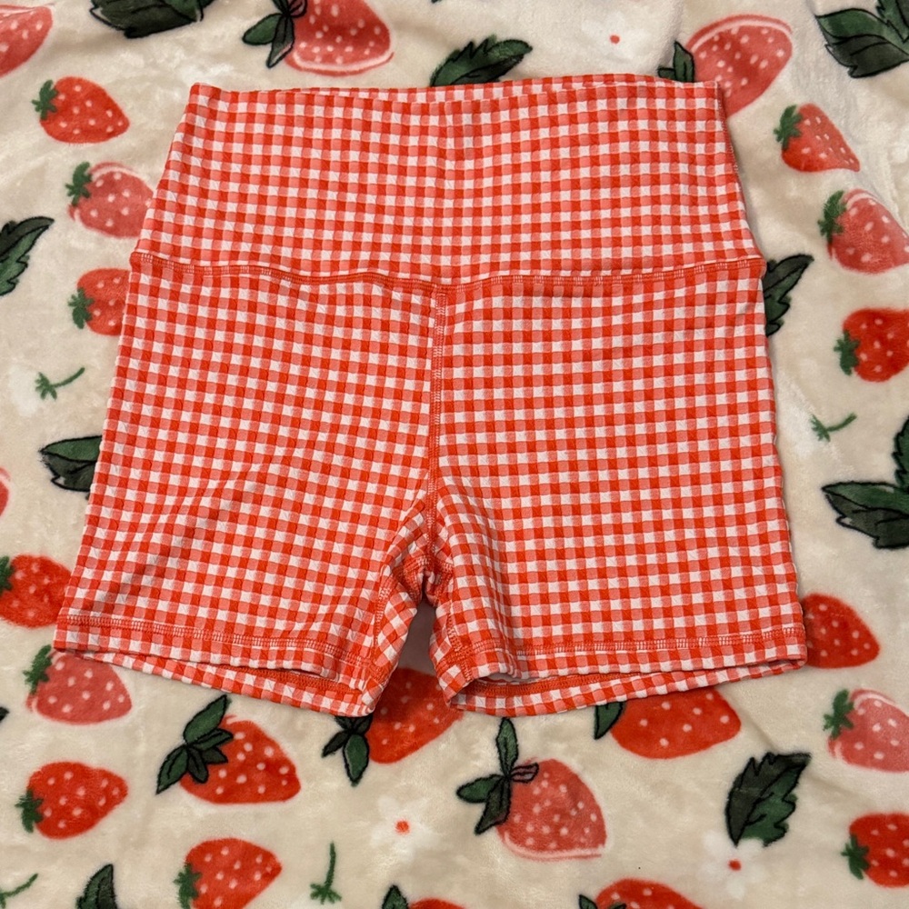 Women's Red Gingham Athletic Shorts